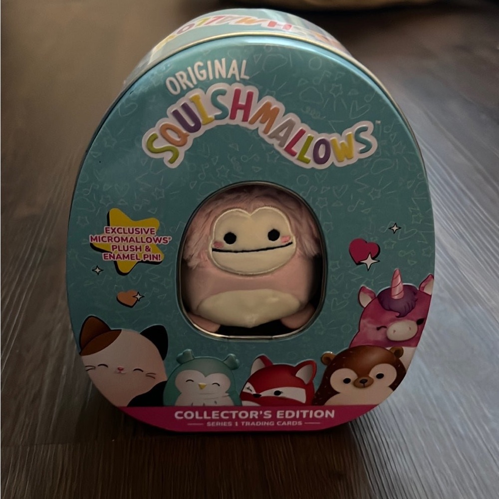 Squishmallows Brina the Bigfoot 2" stuffed plush collectors edition tin box